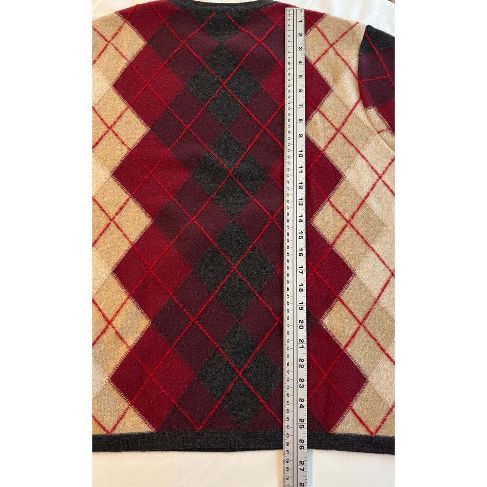 Burberry London Merino Wool Argyle Sweater Mens L Plaid Luxury Made in Italy - Picture 9 of 10